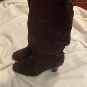 Brown Zipper Calf High Boots